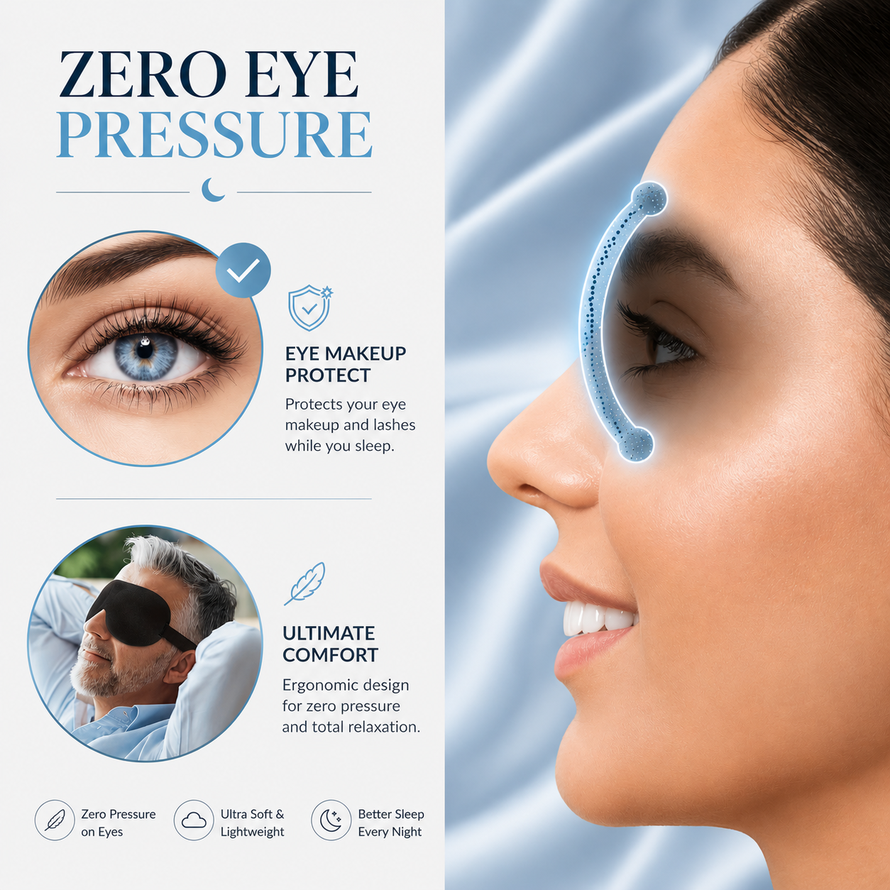 3D Contoured Light-Blocking Sleep Mask