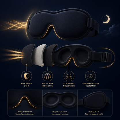 3D Contoured Light-Blocking Sleep Mask