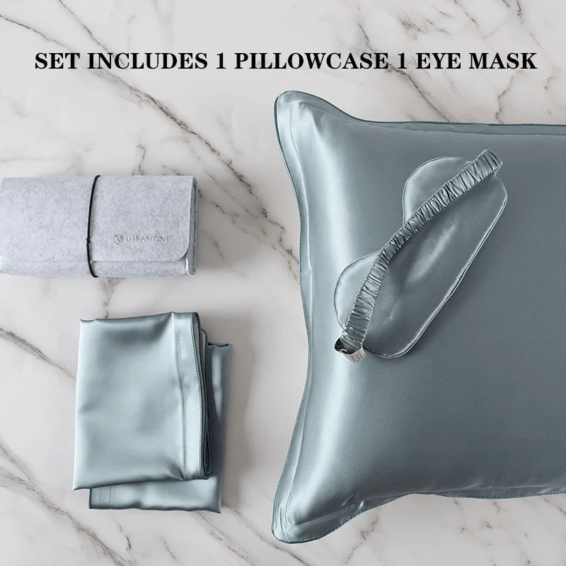 DISANGNI 100% Natural Mulberry Silk Pillowcase for Hair and Skin - Pure Silk Front with Breathable Lyocell Fiber Back, Single Pack