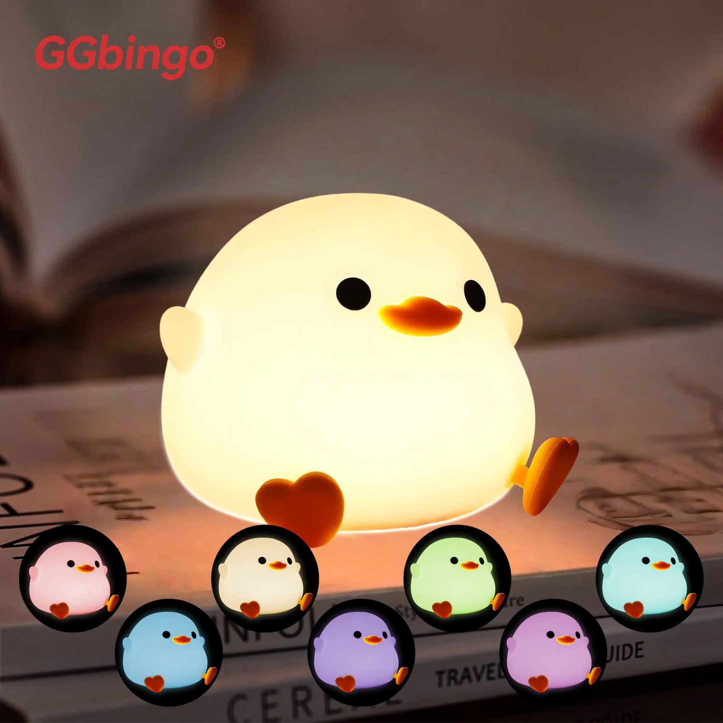 GGbingo Rechargeable Cute Capybara Night Light Novelty Dimmable Nursery Nightlight Touch Lamp Silicone Pat Lamp for Kids Room