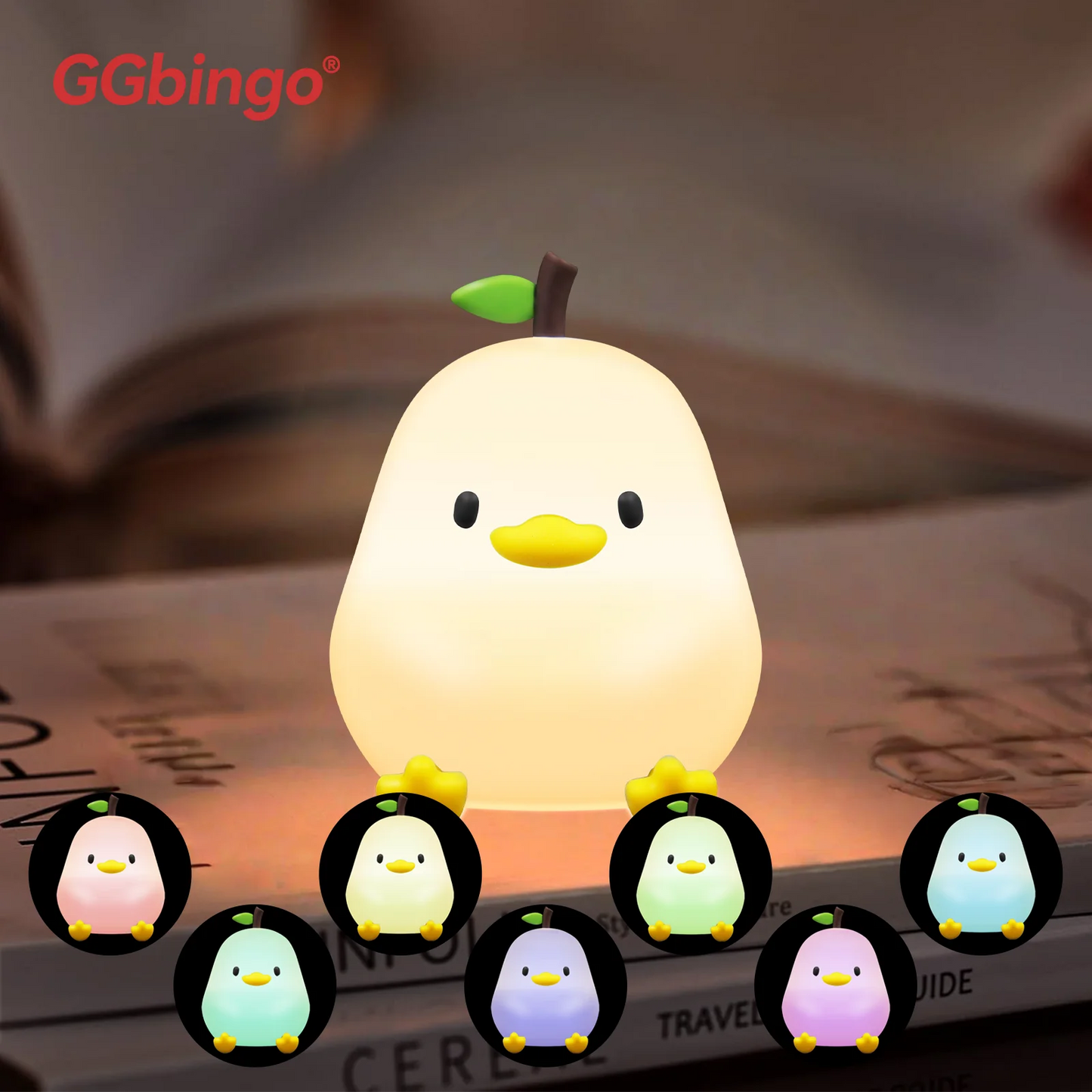 GGbingo Rechargeable Cute Capybara Night Light Novelty Dimmable Nursery Nightlight Touch Lamp Silicone Pat Lamp for Kids Room