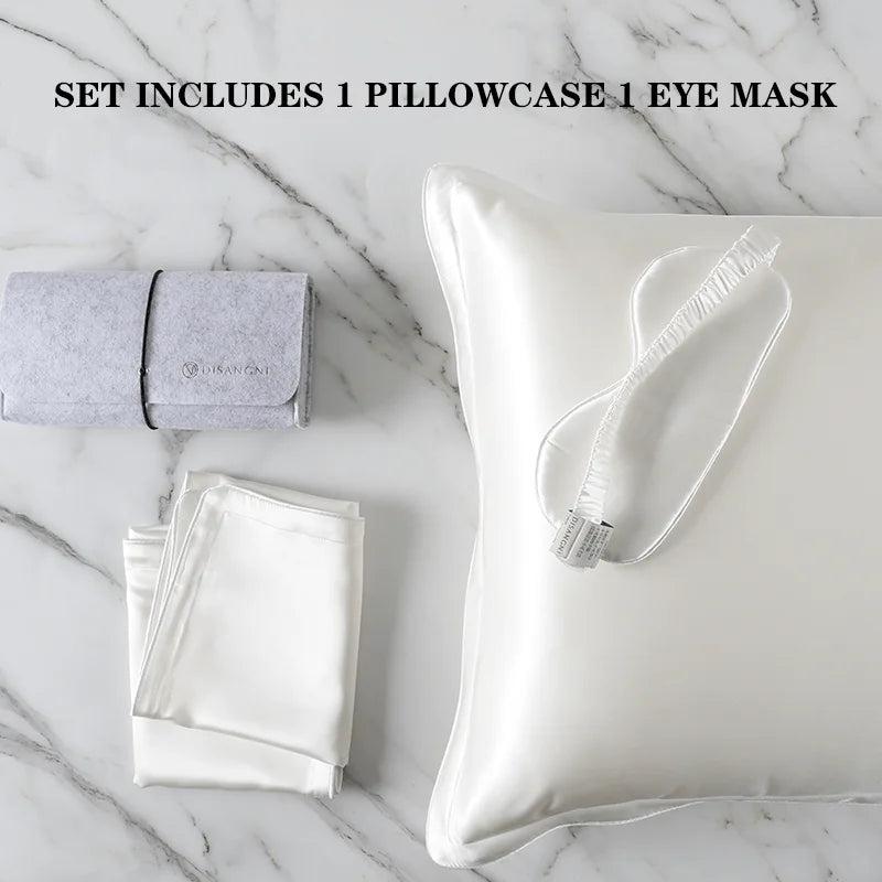 DISANGNI 100% Natural Mulberry Silk Pillowcase for Hair and Skin - Pure Silk Front with Breathable Lyocell Fiber Back, Single Pack
