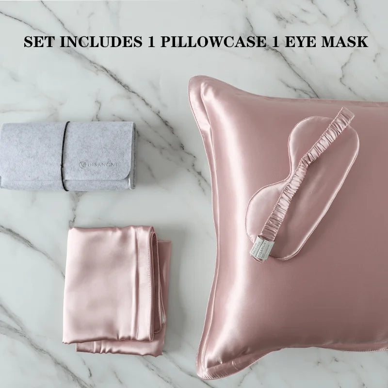 DISANGNI 100% Natural Mulberry Silk Pillowcase for Hair and Skin - Pure Silk Front with Breathable Lyocell Fiber Back, Single Pack