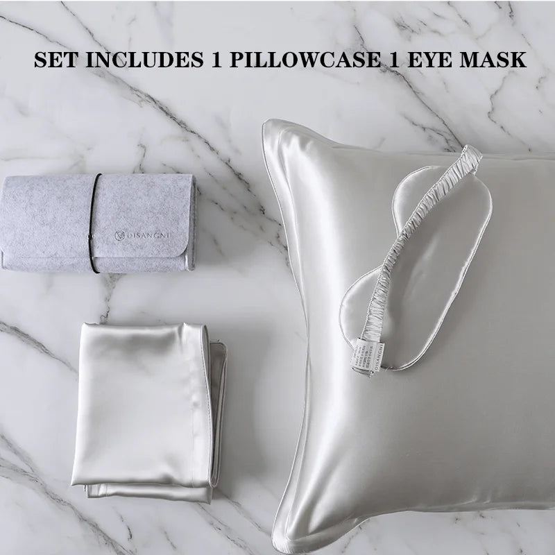DISANGNI 100% Natural Mulberry Silk Pillowcase for Hair and Skin - Pure Silk Front with Breathable Lyocell Fiber Back, Single Pack