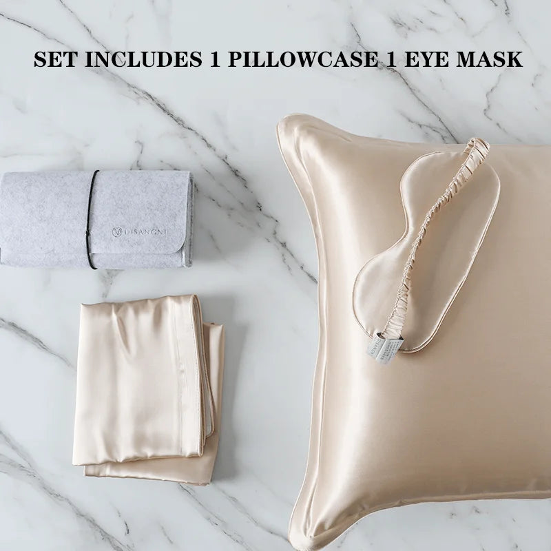 DISANGNI 100% Natural Mulberry Silk Pillowcase for Hair and Skin - Pure Silk Front with Breathable Lyocell Fiber Back, Single Pack