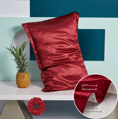 DISANGNI 100% Natural Mulberry Silk Pillowcase for Hair and Skin - Pure Silk Front with Breathable Lyocell Fiber Back, Single Pack