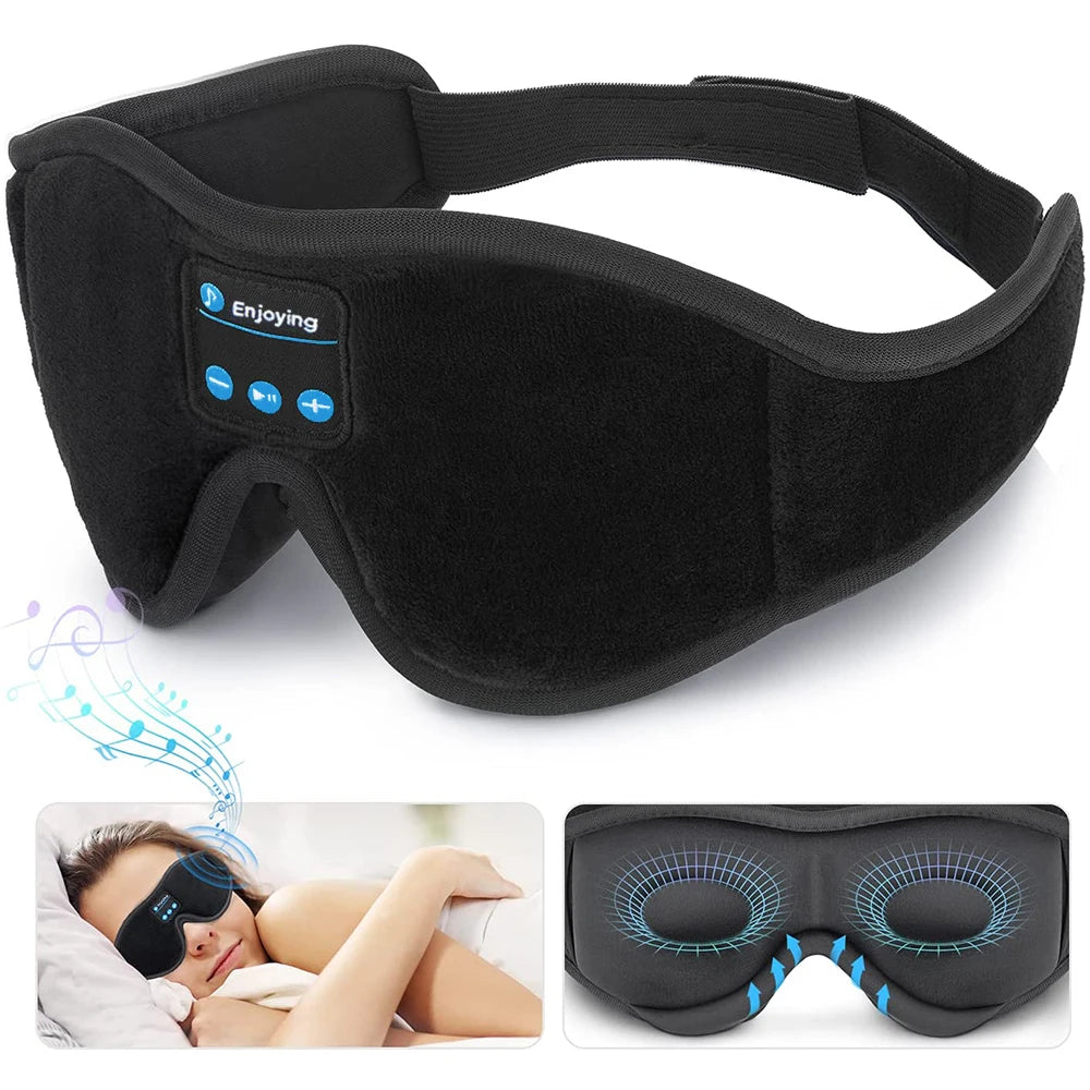 Bluetooth 3D Eye Mask with Built-in HD Speakers for Sleep - Music-Playing Headphones