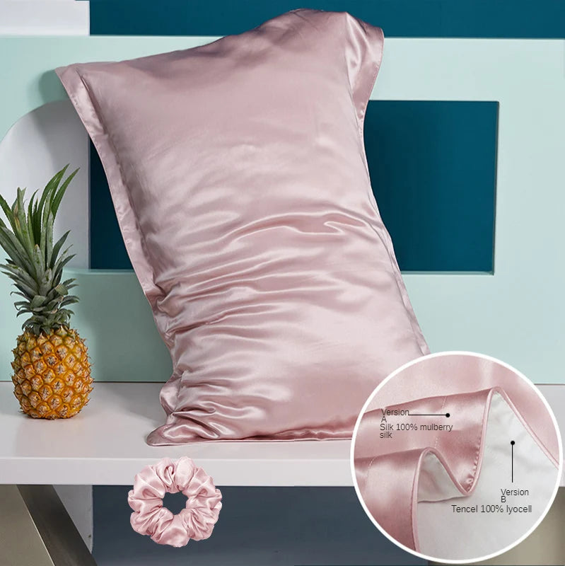 DISANGNI 100% Natural Mulberry Silk Pillowcase for Hair and Skin - Pure Silk Front with Breathable Lyocell Fiber Back, Single Pack