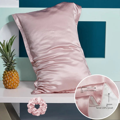 DISANGNI 100% Natural Mulberry Silk Pillowcase for Hair and Skin - Pure Silk Front with Breathable Lyocell Fiber Back, Single Pack