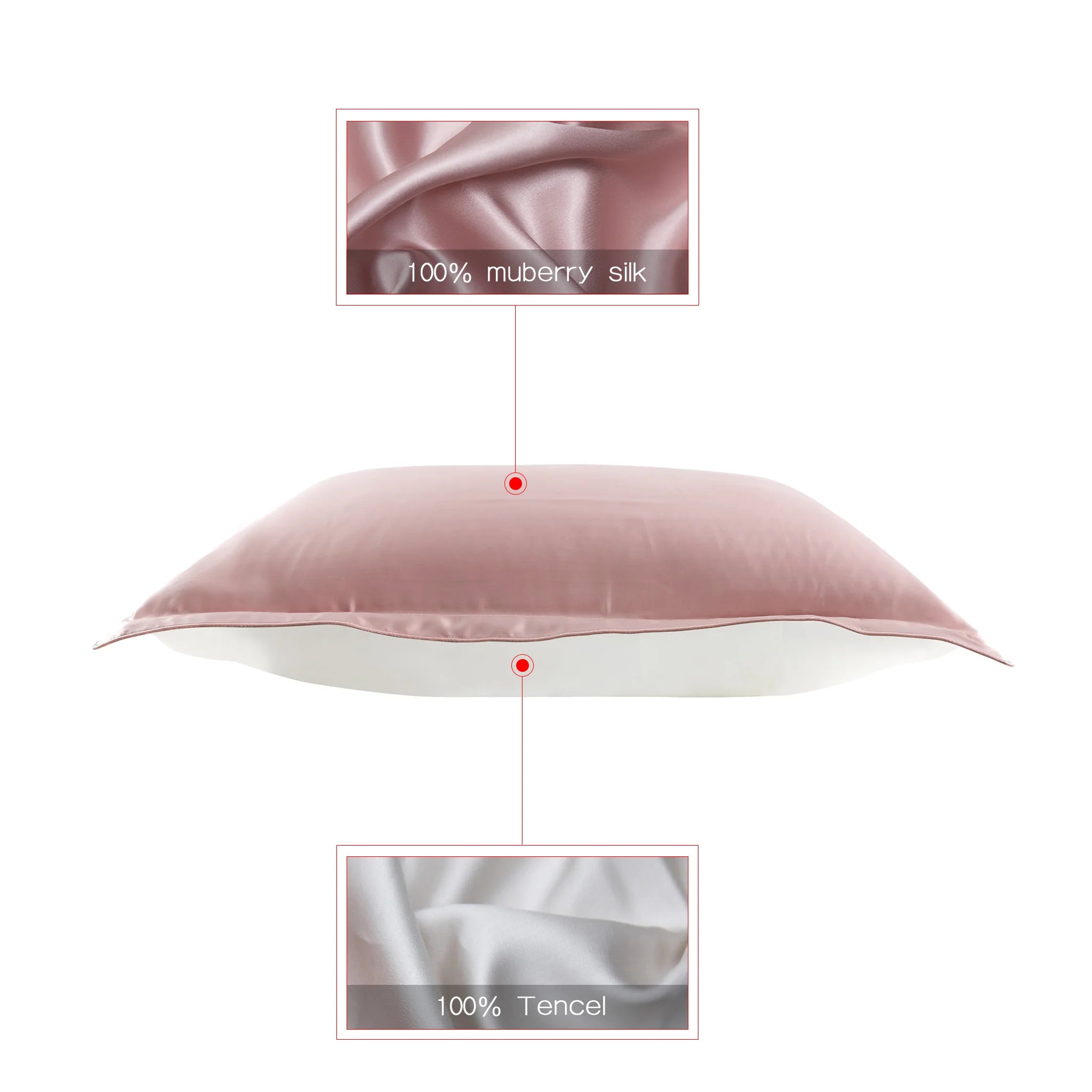 DISANGNI 100% Natural Mulberry Silk Pillowcase for Hair and Skin - Pure Silk Front with Breathable Lyocell Fiber Back, Single Pack