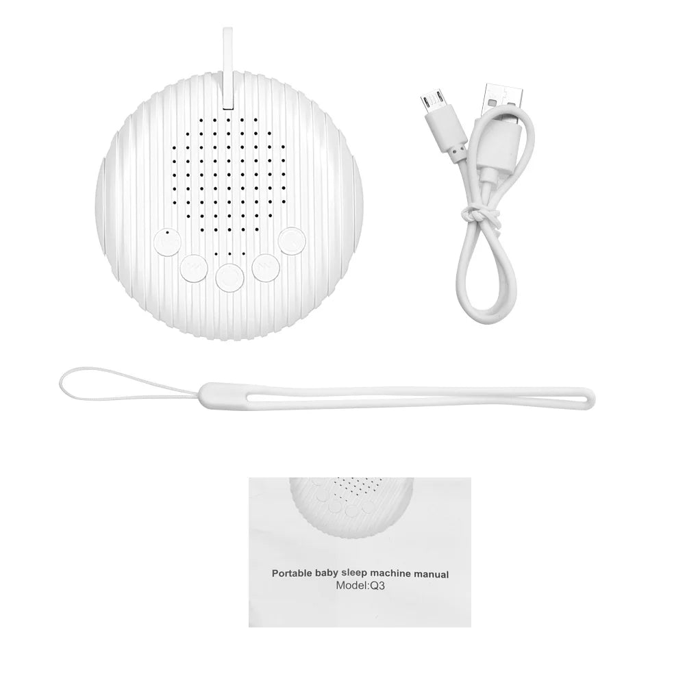 Portable White Noise Sound Machine for Babies - 10 Soothing Sounds, Adjustable Volume, Rechargeable Battery, USB Powered