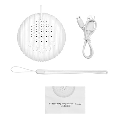 Portable White Noise Sound Machine for Babies - 10 Soothing Sounds, Adjustable Volume, Rechargeable Battery, USB Powered
