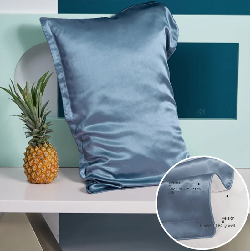 DISANGNI 100% Natural Mulberry Silk Pillowcase for Hair and Skin - Pure Silk Front with Breathable Lyocell Fiber Back, Single Pack