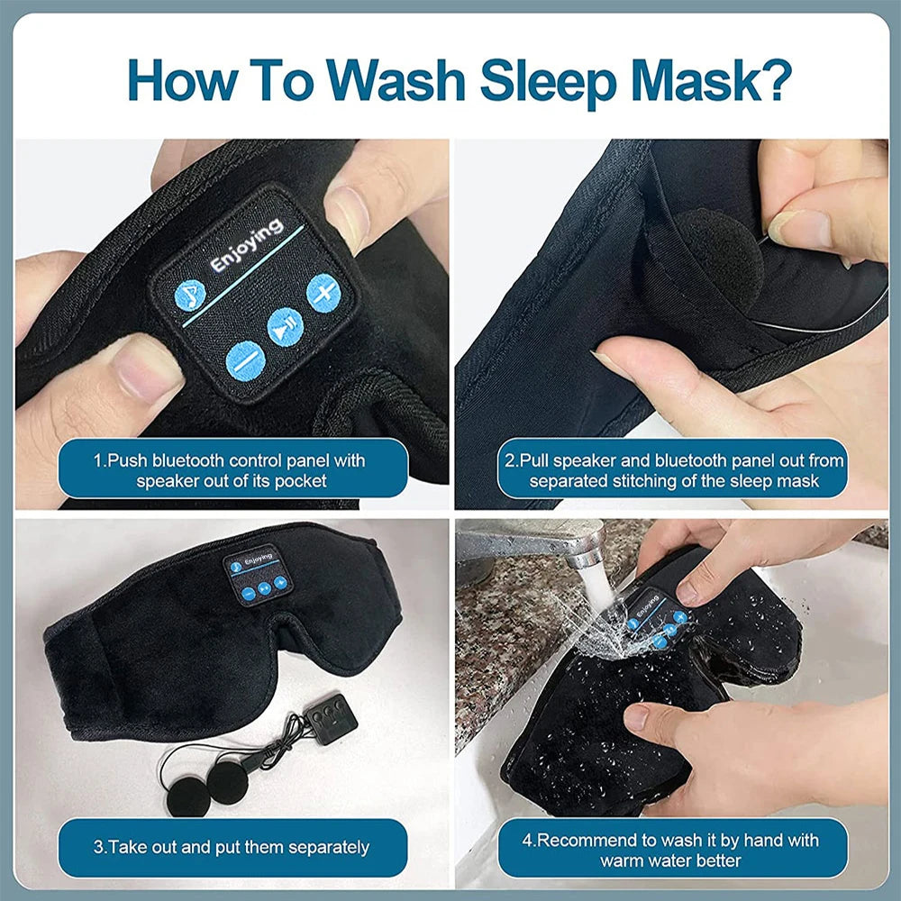 Bluetooth 3D Eye Mask with Built-in HD Speakers for Sleep - Music-Playing Headphones