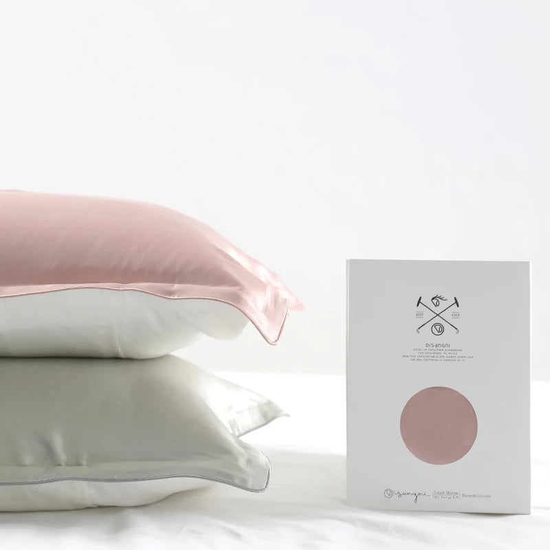 DISANGNI 100% Natural Mulberry Silk Pillowcase for Hair and Skin - Pure Silk Front with Breathable Lyocell Fiber Back, Single Pack
