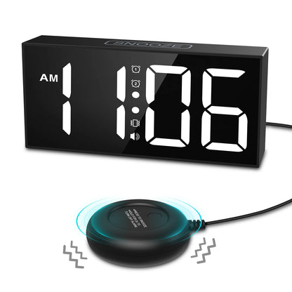 ORIA 7.5'' LED Vibrating Alarm Clock with Loud Alarm and Bed Shaker - Ideal for Heavy Sleepers and Hearing Impaired