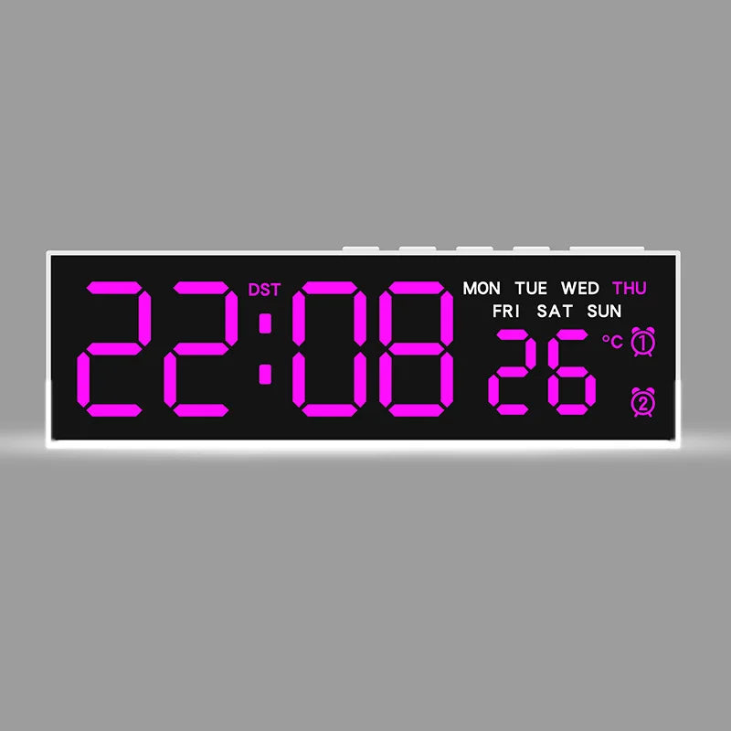 USB-Powered Digital Alarm Clock with White Mood Light, Temperature Display, Dual Alarms, Daylight Saving Time, 3 Brightness Levels, 12/24 Hour Format