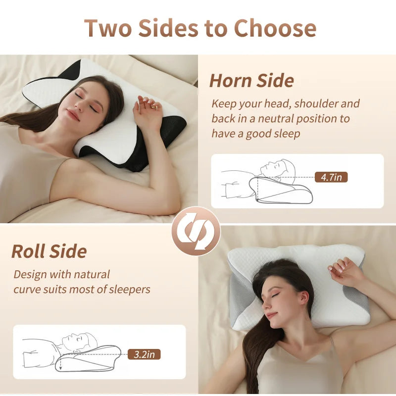 Ergonomic Ice Silk Memory Foam Neck Support Pillow for Adults