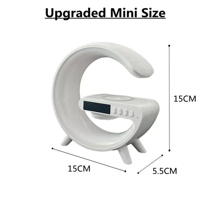 RGB Wireless Charging Stand with Alarm Clock and Speaker for iPhone 16/15/14/13, Samsung, and Xiaomi - Mini Fast Charging Dock Station