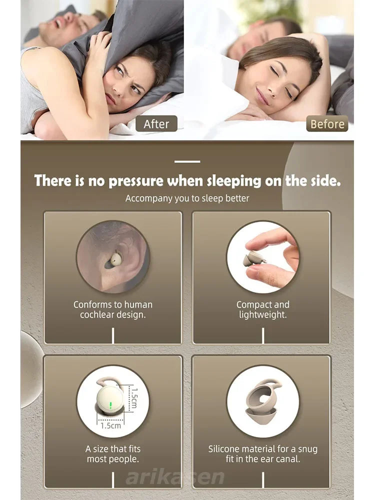 Bluetooth Earbuds,Wireless Sleep Ear Buds,Invisible Noise Cancelling Earphones,Bluetooth  Sleeping Headset for Small Ears Canal