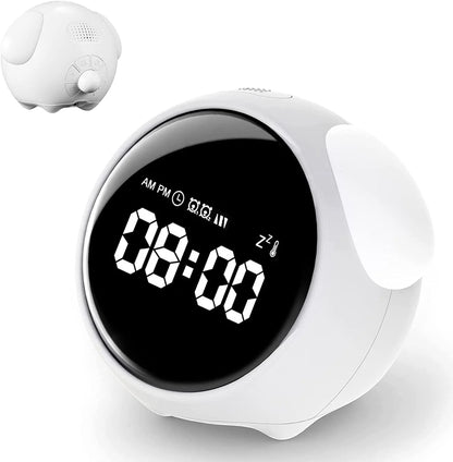Wireless Smart Cartoon Alarm Clock for Kids - Digital Emotion Table Clock with Light