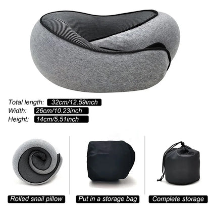 Adjustable Memory Foam U-Shaped Travel Neck Pillow - Snail Style Portable Support for Comfortable Naps