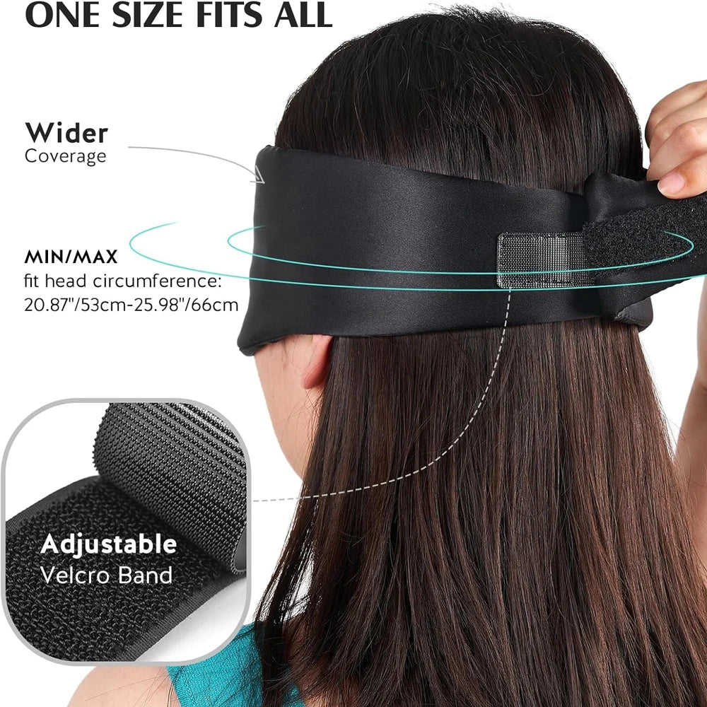 100% Mulberry Silk Eye Mask - Soft Padded Sleep Mask for Light Blocking, Travel Aid, and Comfortable Sleep