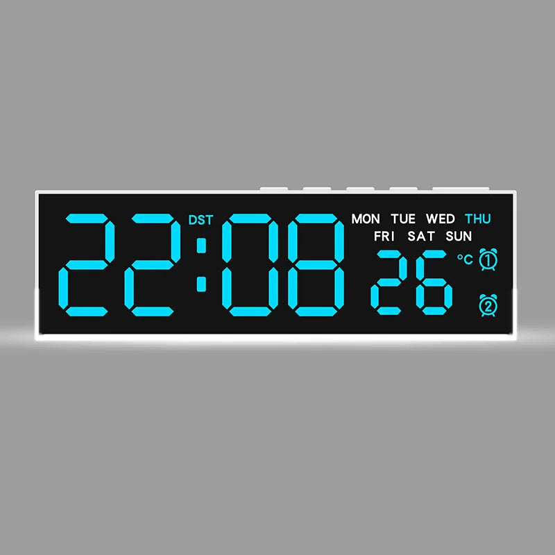 USB-Powered Digital Alarm Clock with White Mood Light, Temperature Display, Dual Alarms, Daylight Saving Time, 3 Brightness Levels, 12/24 Hour Format