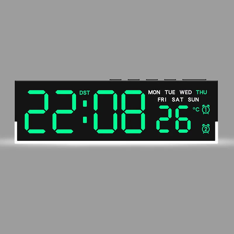 USB-Powered Digital Alarm Clock with White Mood Light, Temperature Display, Dual Alarms, Daylight Saving Time, 3 Brightness Levels, 12/24 Hour Format