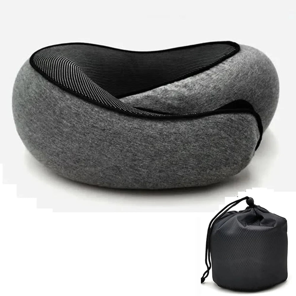 Adjustable Memory Foam U-Shaped Travel Neck Pillow - Snail Style Portable Support for Comfortable Naps
