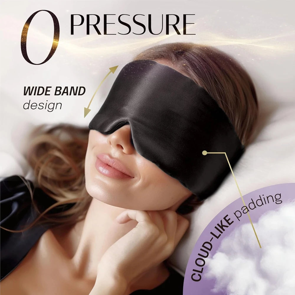 100% Mulberry Silk Eye Mask - Soft Padded Sleep Mask for Light Blocking, Travel Aid, and Comfortable Sleep