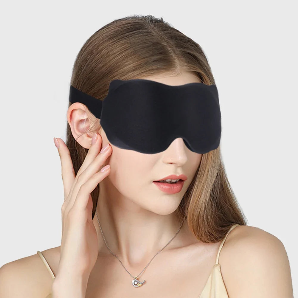 3D Soft Padded Sleep Mask - Light Blocking Eye Shade Blindfold for Restful Sleep