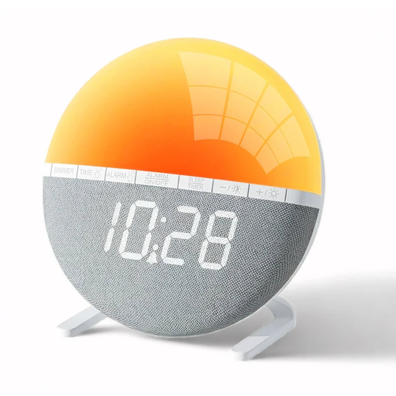 Colorful Sunrise Alarm Clock - Wake Up Light with Natural Sounds for Bedroom and Living Room Decor