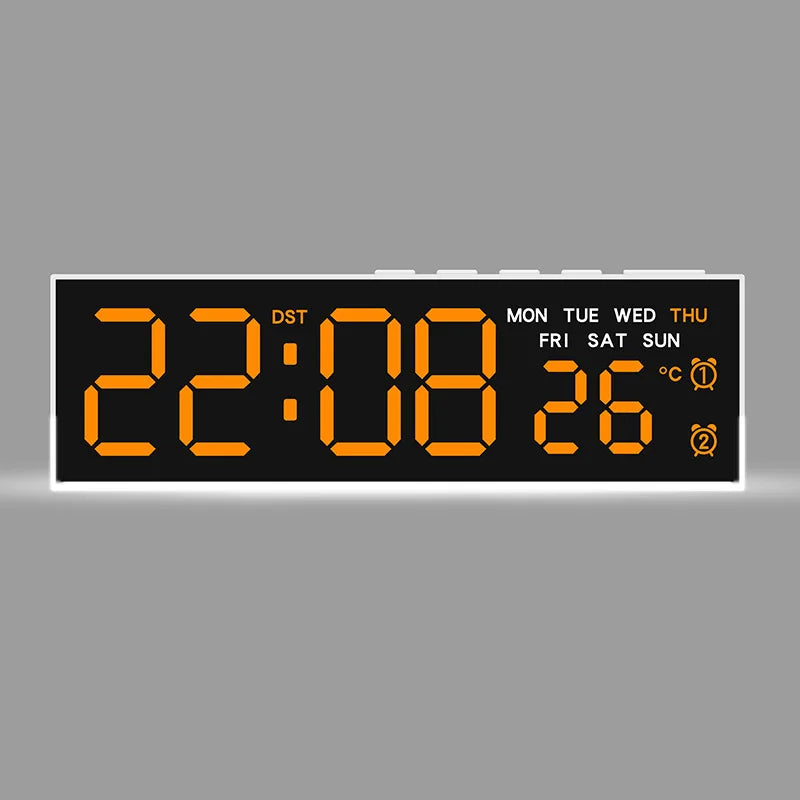USB-Powered Digital Alarm Clock with White Mood Light, Temperature Display, Dual Alarms, Daylight Saving Time, 3 Brightness Levels, 12/24 Hour Format