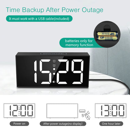 ORIA 7.5'' LED Vibrating Alarm Clock with Loud Alarm and Bed Shaker - Ideal for Heavy Sleepers and Hearing Impaired