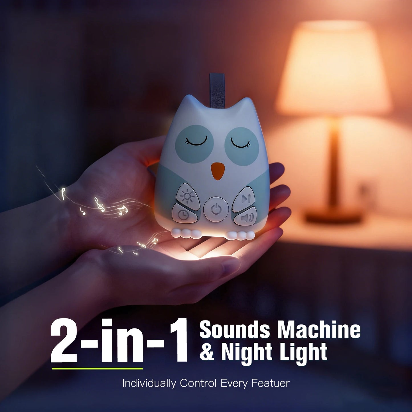 Portable White Noise Sound Machine for Baby 30 Soothing Sounds Crying Sensor for Infants with Night Light Timer Rechargeable
