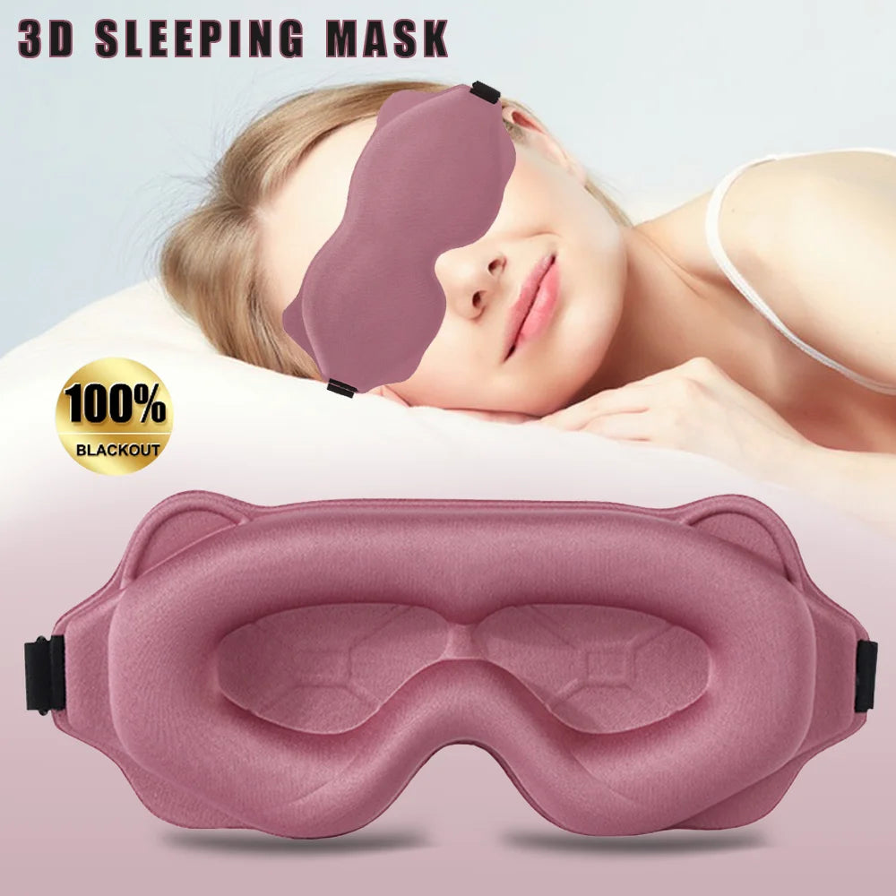3D Soft Padded Sleep Mask - Light Blocking Eye Shade Blindfold for Restful Sleep
