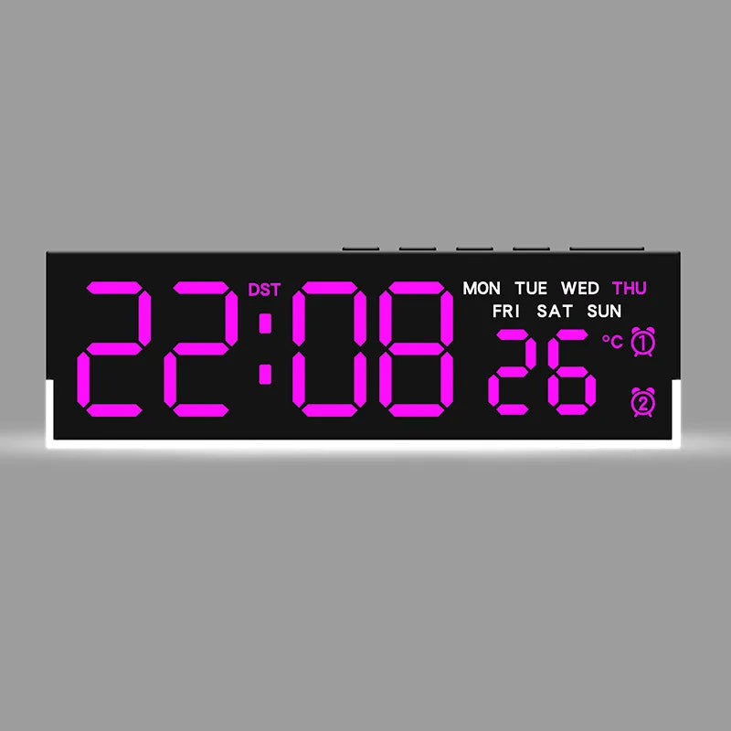 USB-Powered Digital Alarm Clock with White Mood Light, Temperature Display, Dual Alarms, Daylight Saving Time, 3 Brightness Levels, 12/24 Hour Format