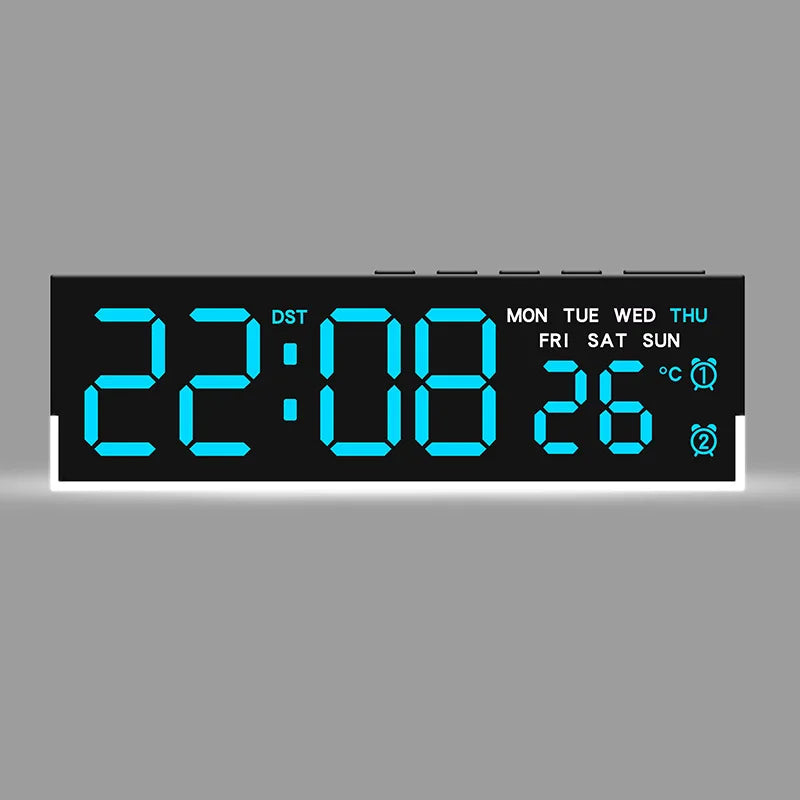USB-Powered Digital Alarm Clock with White Mood Light, Temperature Display, Dual Alarms, Daylight Saving Time, 3 Brightness Levels, 12/24 Hour Format