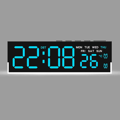 USB-Powered Digital Alarm Clock with White Mood Light, Temperature Display, Dual Alarms, Daylight Saving Time, 3 Brightness Levels, 12/24 Hour Format