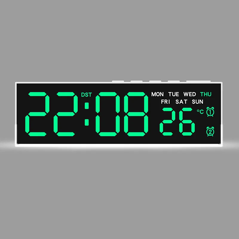 USB-Powered Digital Alarm Clock with White Mood Light, Temperature Display, Dual Alarms, Daylight Saving Time, 3 Brightness Levels, 12/24 Hour Format