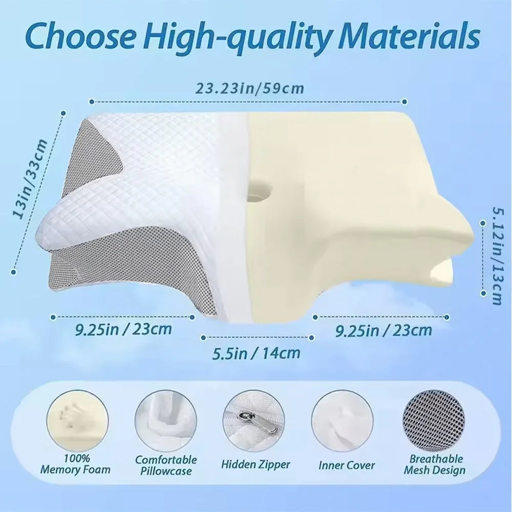 Ergonomic Ice Silk Memory Foam Neck Support Pillow for Adults