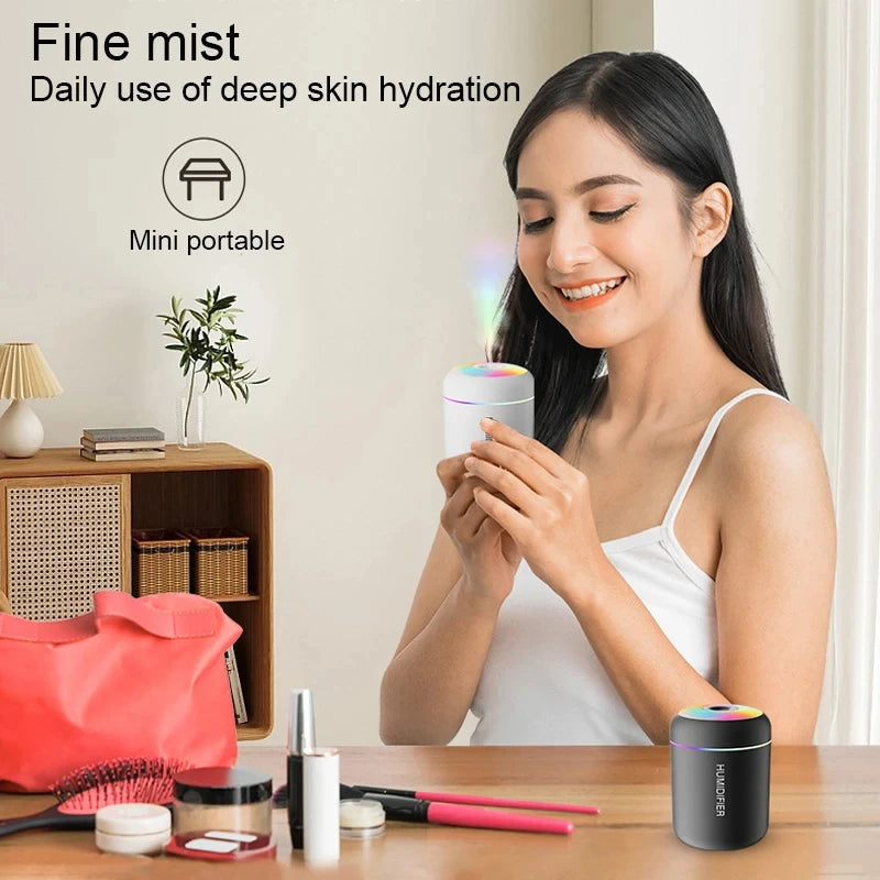 HOMEFISH Mini USB Aroma Diffuser & Humidifier - Essential Oil Purifier with Cool Mist for Home and Bedroom, LED Desktop Humidifier