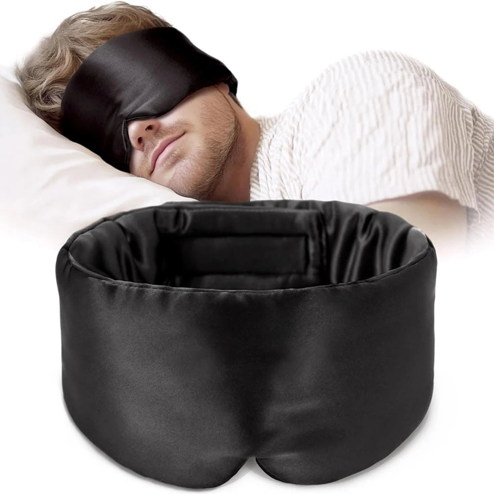 100% Mulberry Silk Eye Mask - Soft Padded Sleep Mask for Light Blocking, Travel Aid, and Comfortable Sleep