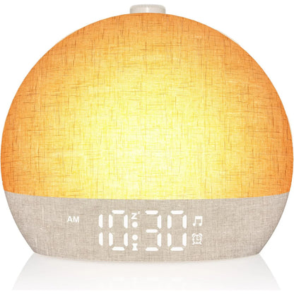 Wake Up Light Sunrise Alarm Clock Timer 30 White Noise Sound Machine Dimmable RGB Night Lights Sleep Aid Snooze Ideal for Gift