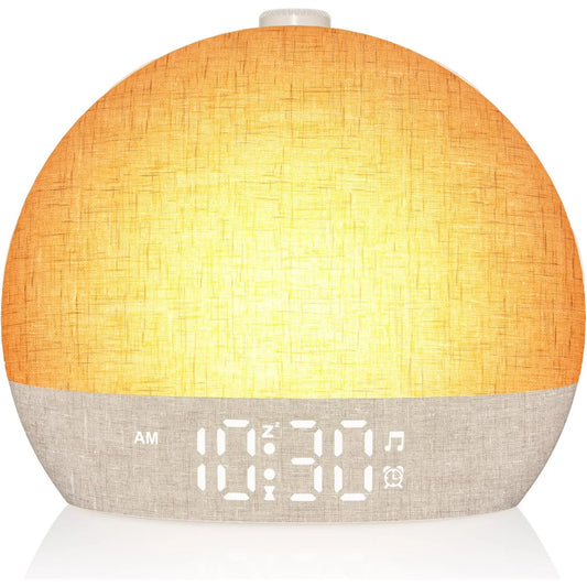 Wake Up Light Sunrise Alarm Clock Timer 30 White Noise Sound Machine Dimmable RGB Night Lights Sleep Aid Snooze Ideal for Gift