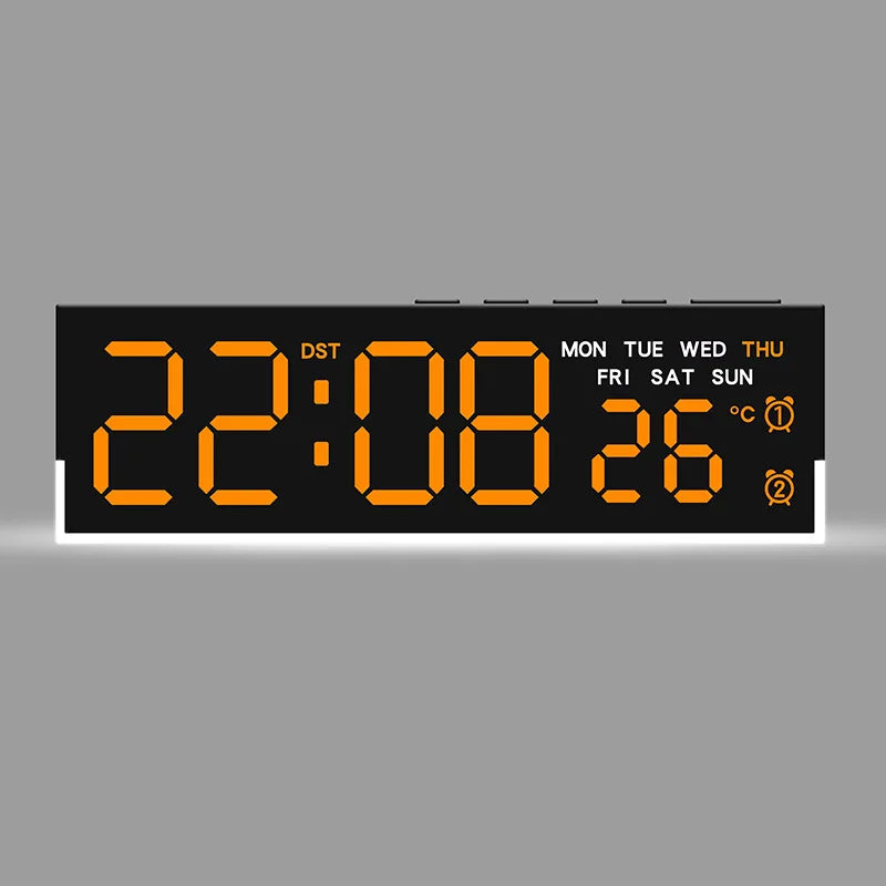 USB-Powered Digital Alarm Clock with White Mood Light, Temperature Display, Dual Alarms, Daylight Saving Time, 3 Brightness Levels, 12/24 Hour Format