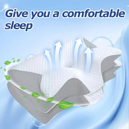 Ergonomic Ice Silk Memory Foam Neck Support Pillow for Adults