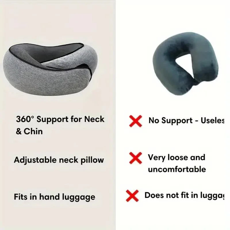 Adjustable Memory Foam U-Shaped Travel Neck Pillow - Snail Style Portable Support for Comfortable Naps