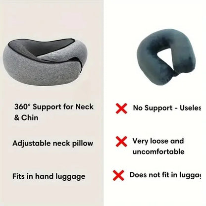 Adjustable Memory Foam U-Shaped Travel Neck Pillow - Snail Style Portable Support for Comfortable Naps